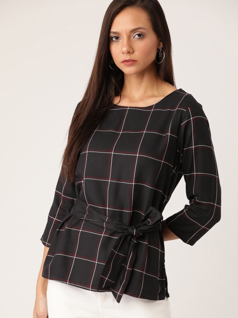 

Moda Rapido Women Black & White Checked Top