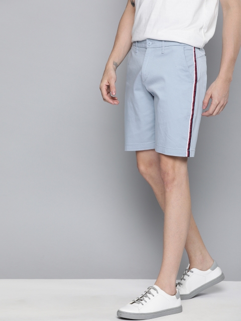 

Mast & Harbour Men Blue Solid Regular Fit Regular Shorts with Side Stripes