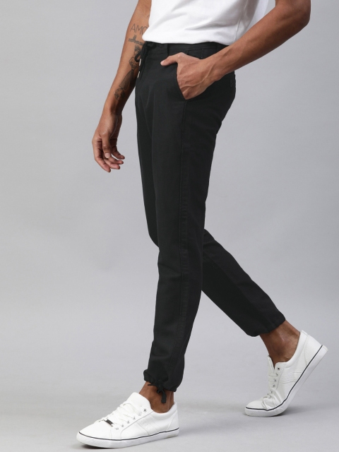 

Mast & Harbour Men Black Cotton Linen Regular Fit Solid Joggers