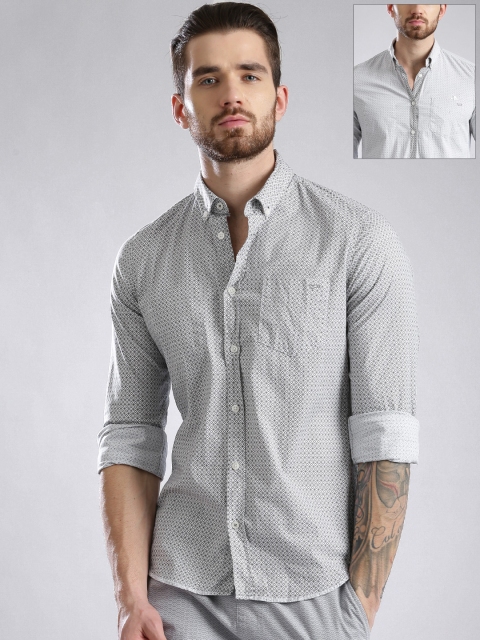 GAS Grey & Off-White Printed Slim Reversible Casual Shirt available at myntra for Rs.3294