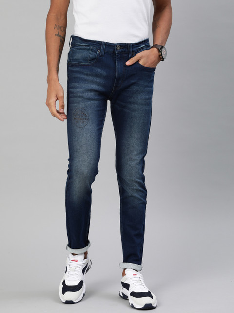 

BEAT LONDON by PEPE JEANS Men Navy Blue Chinox Super Skinny Fit Mid-Rise Stretchable Jeans