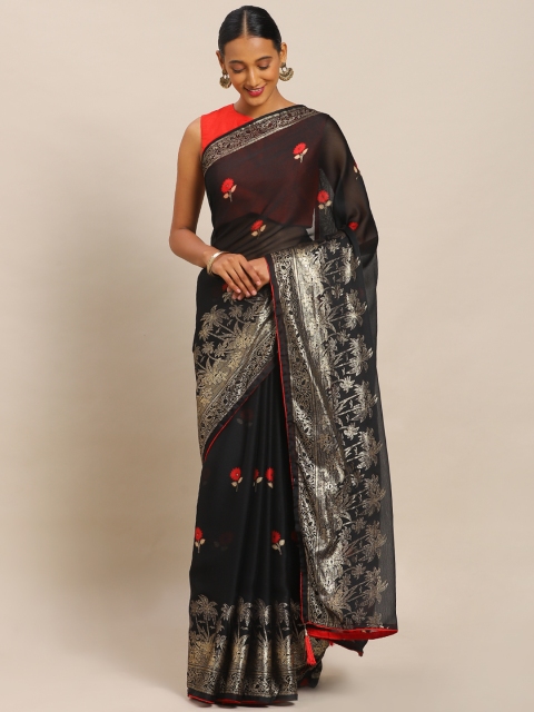 

Mitera Black & Gold Art Silk Woven Design Mysore Silk Saree