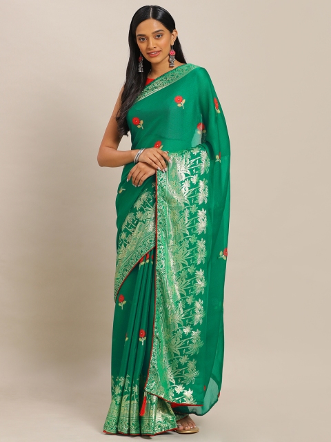 

Mitera Green & Red Art Silk Printed Mysore Silk Saree