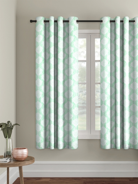 

Soumya Green & White Single Room Darkening Door Curtain