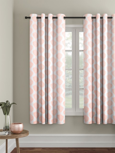

Soumya Peach-Coloured & Off-White Single Room Darkening Window Curtain