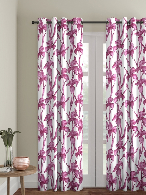 

Soumya Purple & White Single Room Darkening Premium Cotton Door Curtain