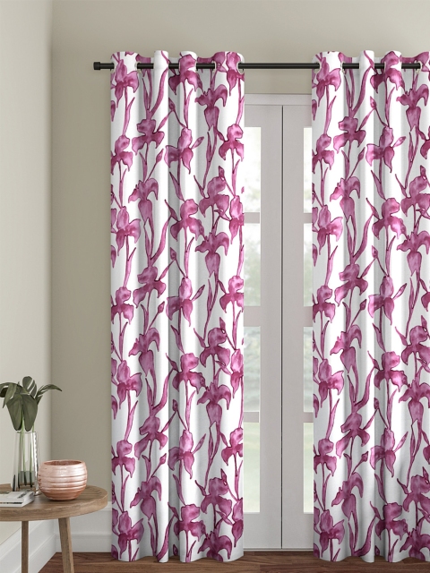 

Soumya Purple & White Hand Embroidered Single Room Darkening Long Door Curtain