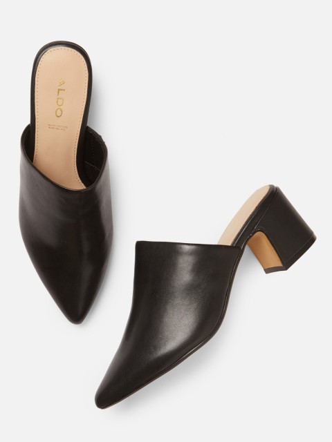 

ALDO Women Black Solid Leather Pumps