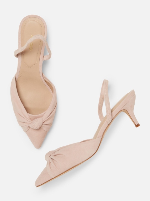 

ALDO Women Pink Solid Leather Pumps