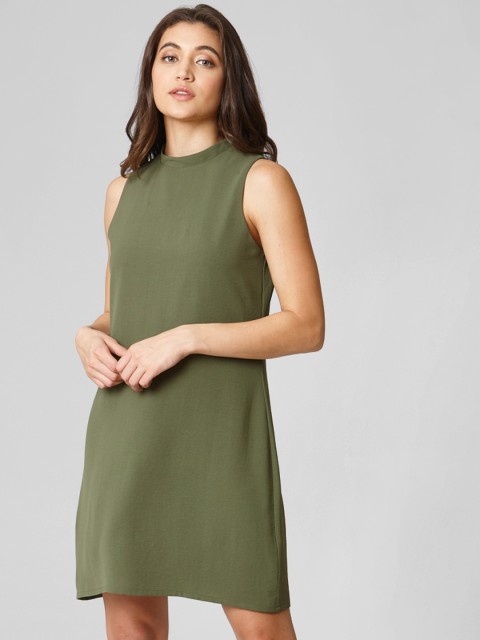 

Vero Moda Women Olive Green Solid A-Line Dress