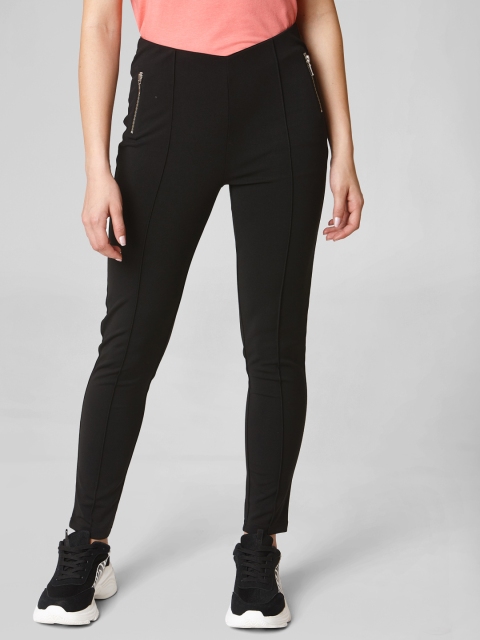 

Vero Moda Women Black Solid Skinny Fit Treggings With Zip Detailing