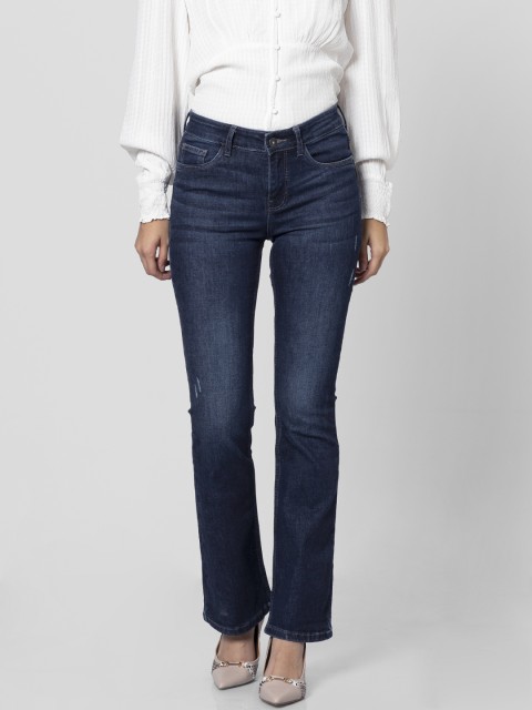 

Vero Moda Women Blue Bootcut Mid-Rise Low Distress Jeans