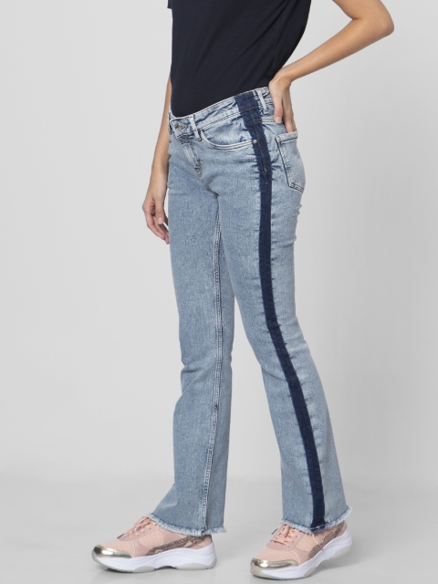 

Vero Moda Women Blue Bootcut Mid-Rise Side Stripes Clean Look Jeans