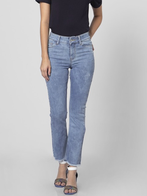 

Vero Moda Women Blue Bootcut Mid-Rise Low Distress Stretchable Jeans