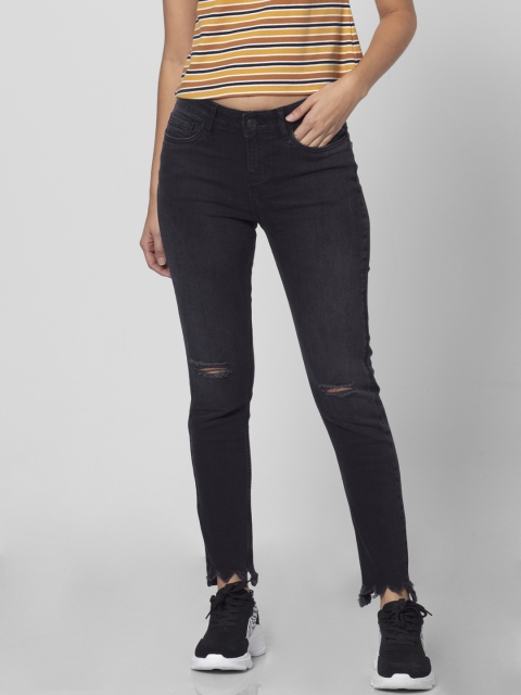 

Vero Moda Women Black Skinny Fit Mid-Rise Mildly Distressed Stretchable Jeans