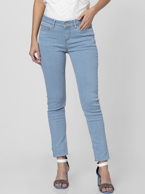 

Vero Moda Women Blue Skinny Fit Mid-Rise Low Distress Stretchable Jeans