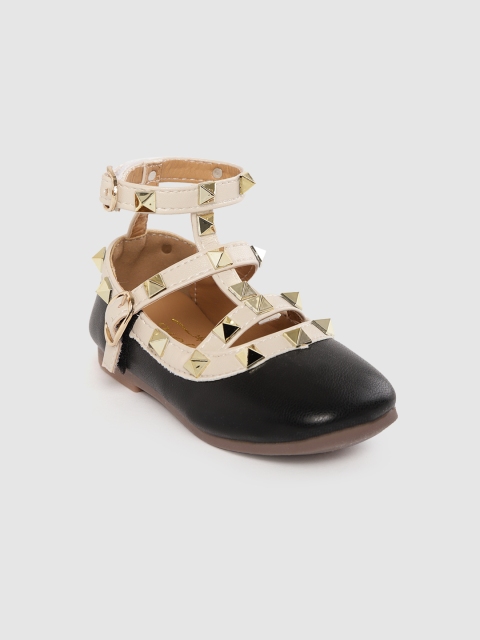 

Hoppipola Girls Black & Beige Embellished Ballerinas