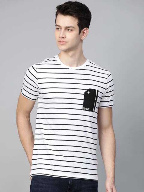 

Metronaut Men White & Black Striped Round Neck T-shirt