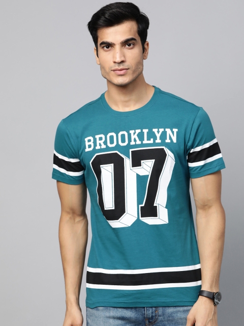 

Metronaut Men Teal Green Printed Round Neck T-shirt