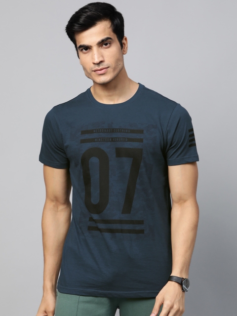 

Metronaut Men Navy Blue Printed Round Neck T-shirt