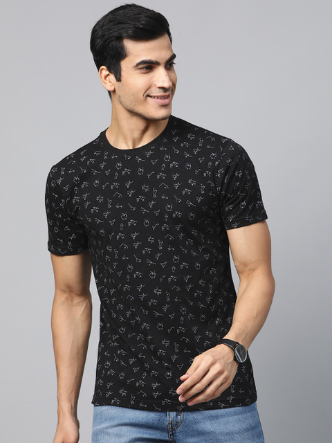 

Metronaut Men Black Printed Round Neck T-shirt