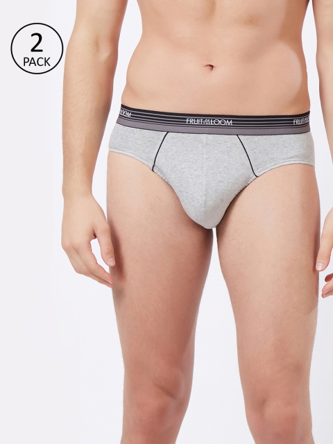 

Fruit of the loom Men Pack Of 2 Grey Solid Hip Briefs 11565928-2