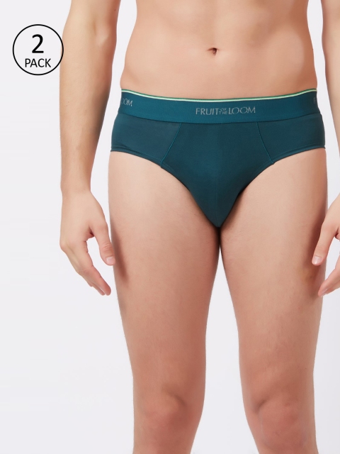 

Fruit of the loom Men Pack Of 2 Green Solid Hip Briefs 11565968-2