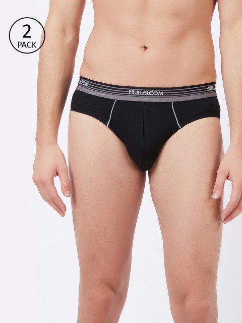 

Fruit Of The Loom Men Pack Of 2 Black Solid Hip Briefs 11565910-2