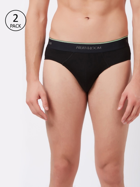 

Fruit of the loom Men Pack Of 2 Black Solid Hip Briefs 11566018-2