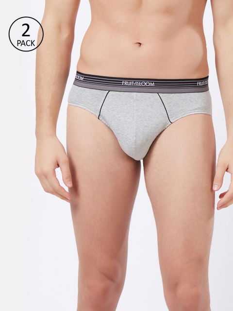 

Fruit of the loom Men Pack Of 2 Grey Solid Hip Briefs 11565918