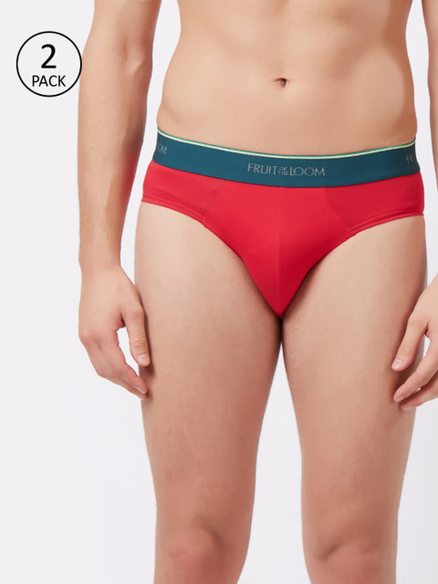 

Fruit of the loom Men Pack Of 2 Red Solid Hip Briefs 11566024