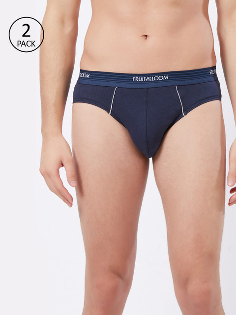 

Fruit of the loom Men Pack Of 2 Navy Blue Solid Hip Briefs 11565920