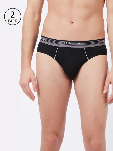 

Fruit of the loom Men Pack Of 2 Black Solid Hip Briefs 11565906