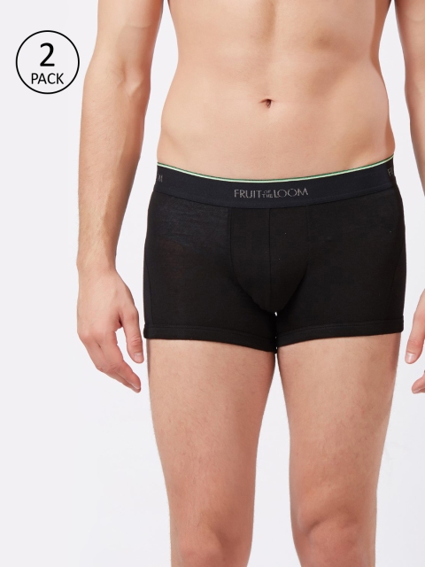 

Fruit of the loom Men Pack Of 2 Black Solid Trunk 11566036