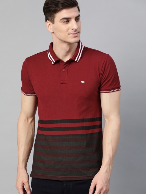 

Metronaut Men Maroon & Black Colourblocked Polo Collar T-shirt