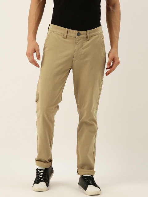 

SINGLE Men Beige Slim Fit Solid Regular Trousers