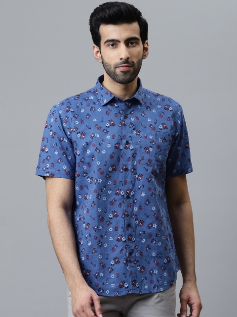 

Blackberrys Men Blue & Off-White Slim Fit Floral Printed Casual Shirt