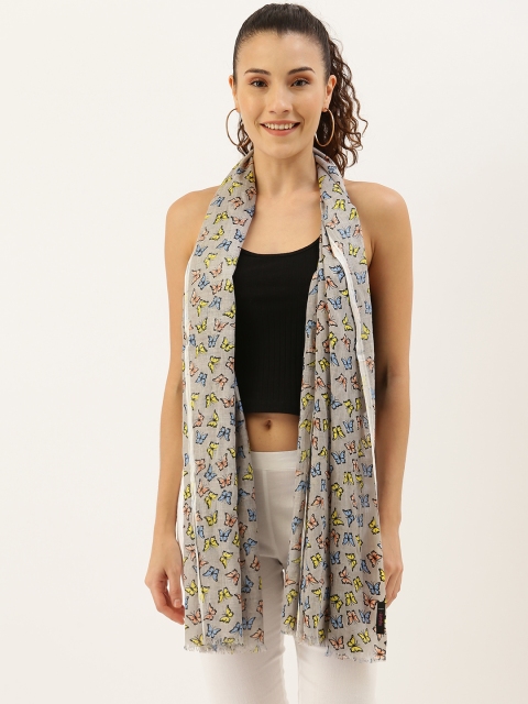 

Ayesha Women Grey & Blue Printed Scarf