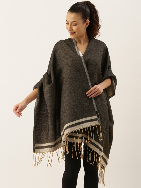 

Ayesha Women Charcoal Grey & Beige Solid Acrylic Scarf