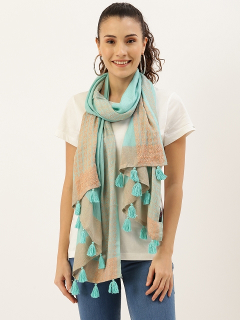 

Ayesha Women Sea Green & Peach-Coloured Self Design Scarf