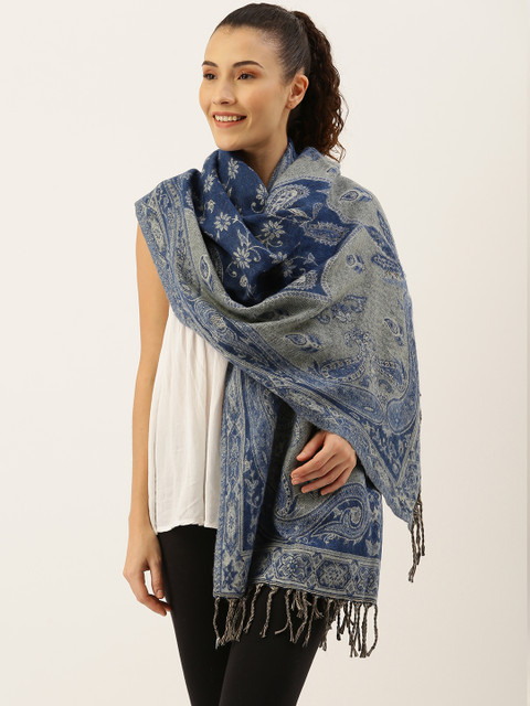 

Ayesha Women Navy Blue & Beige Acrylic Printed Scarf