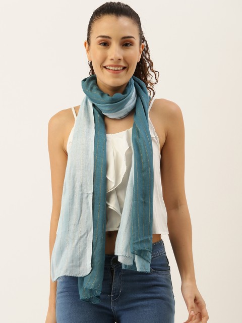 

Ayesha Women Blue & Golden Striped Scarf