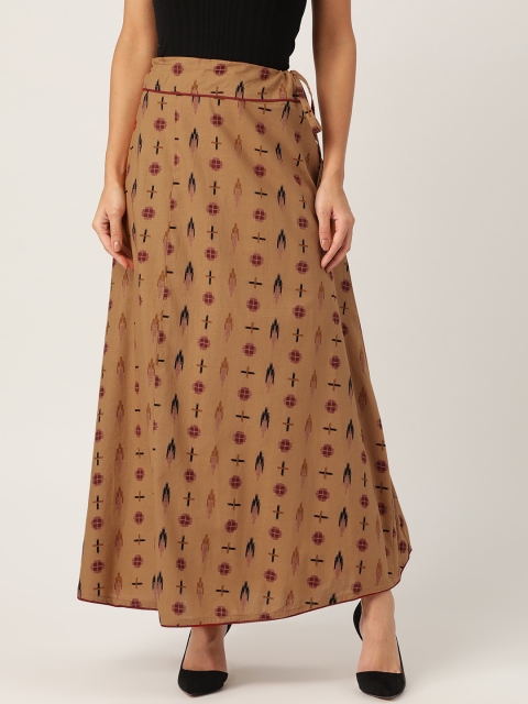 

InWeave Women Brown & Burgundy Printed Maxi Flared Skirt