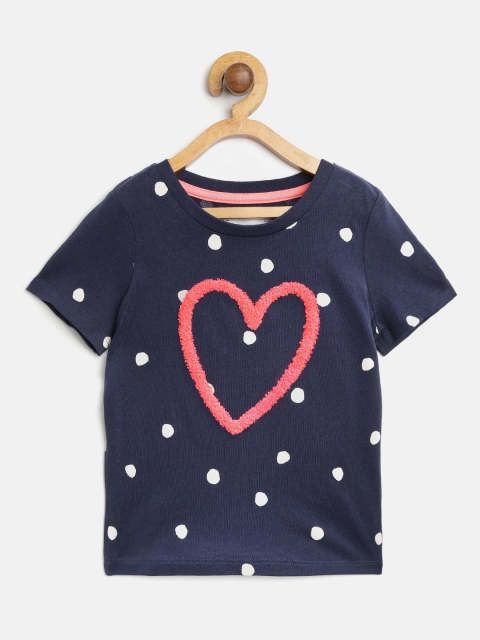 

Marks & Spencer Girls Navy Blue & White Printed Round Neck T-shirt
