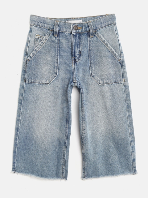 

Marks & Spencer Girls Blue Relaxed Fit Mid-Rise Clean Look Cropped Jeans