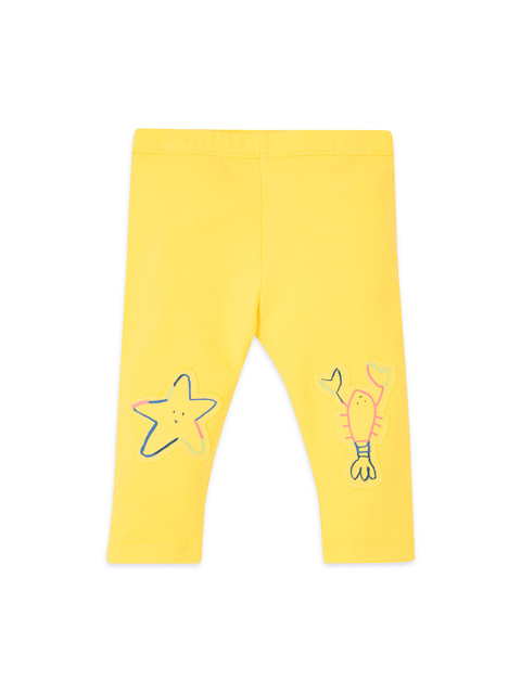 

Marks & Spencer Infant Yellow Solid Leggings With Applique Detail