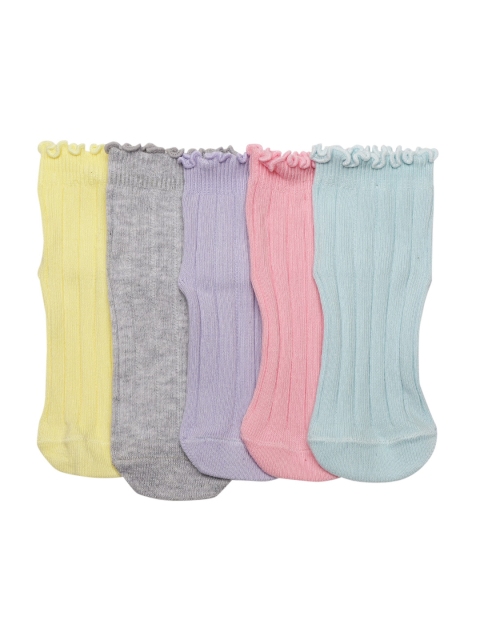 

Marks & Spencer Girls Pack of 5 Self-Striped Ankle-Length Socks, Multi