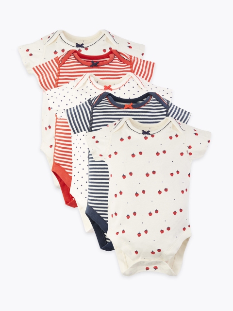 

Marks & Spencer Pack of 5 Kids-Girls Multi-Coloured Printed Bodysuit