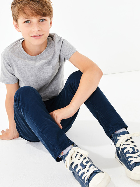 

Marks & Spencer Boys Navy Blue Solid Regular Trousers