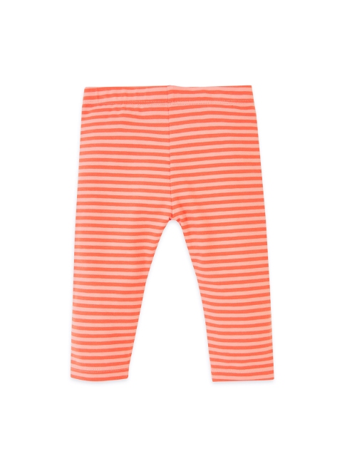 

Marks & Spencer Infant Coral Orange & Off-White Striped Leggings